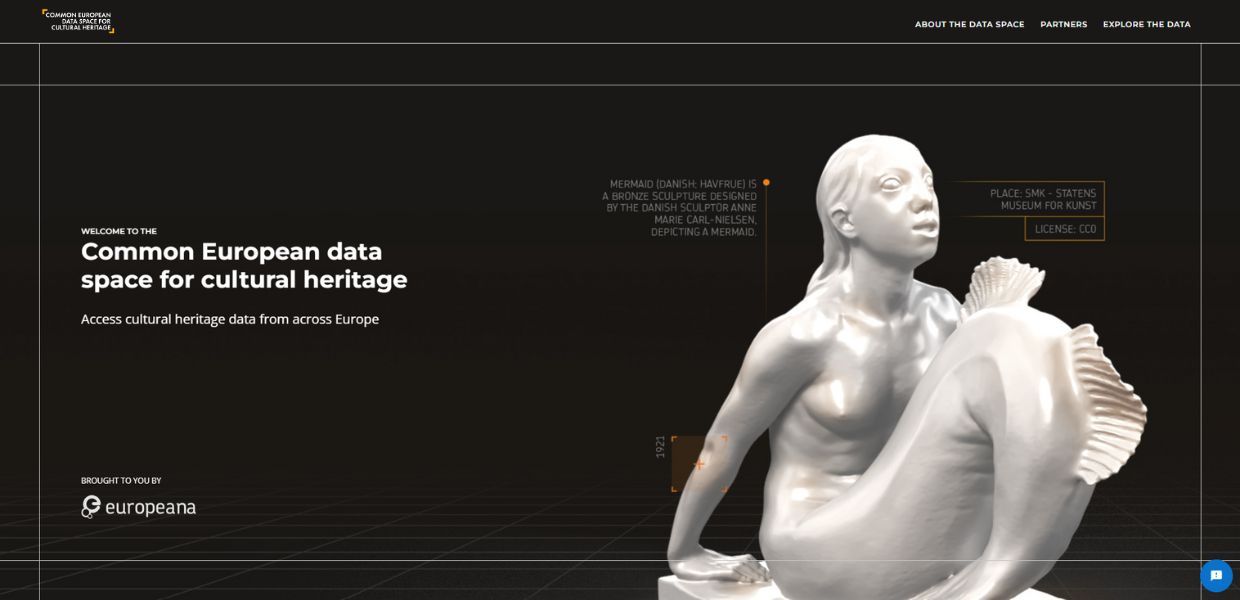 Screenshot of the common European data space for cultural heritage