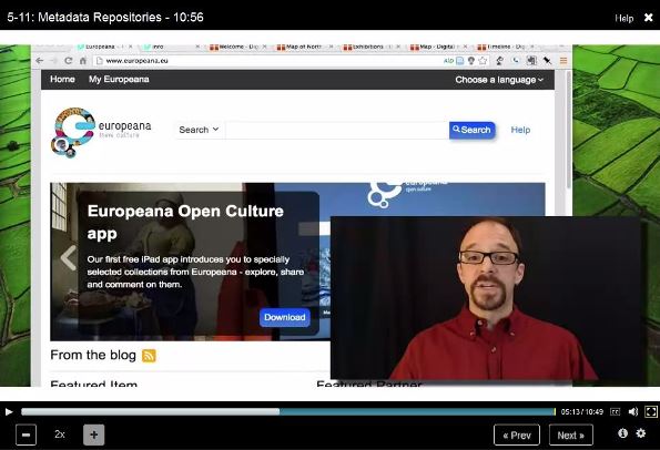 Screenshot from the MOOC displaying the Europeana portal