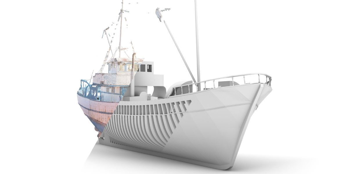 A 3D structure of a fishing vessel