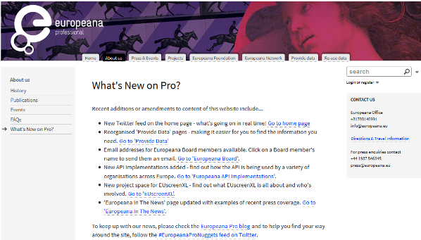 Screenshot of the What's New on Pro? page