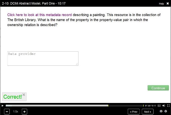 Screenshot of a quiz in the MOOC