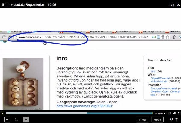 Screenshot of an item in the Europeana portal