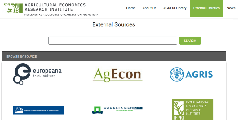 screenshot from the homepage of the agricultural economics Research Institute homepage.