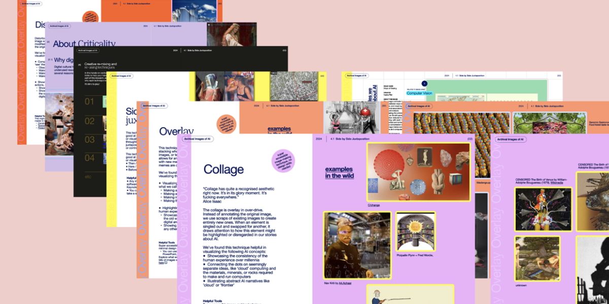 Collage of webpage screenshots overlapping each other