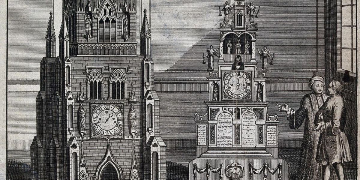 Engravings of antique clocks