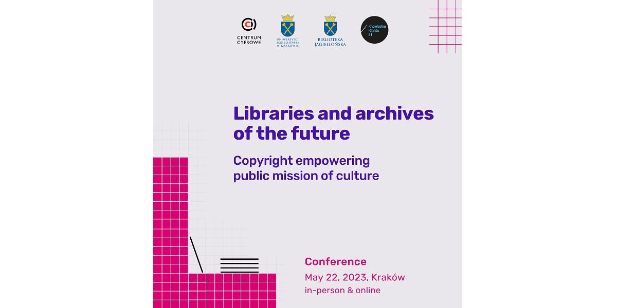 Event logo - Libraries and archives of the future Copyright empowering public mission of culture