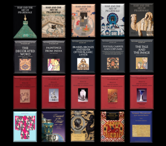 A selection of planned volumes on the Khalili Collections. Book covers against a black background.