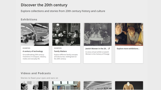 Screenshot of the 20th century page on the Europeana website