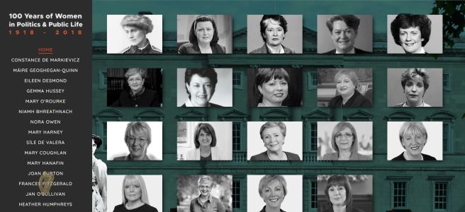 A collage of faces from the Interactive Cabinet Table from 100 year of Women in Politics and Public Life