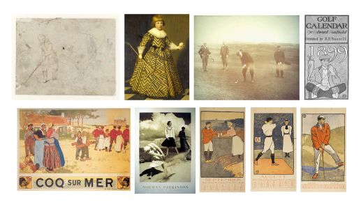 Collage of golfing images from Europeana.eu