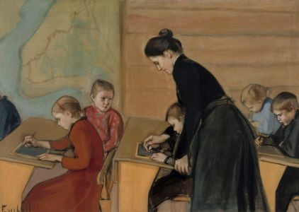 A teacher and students in a classroom