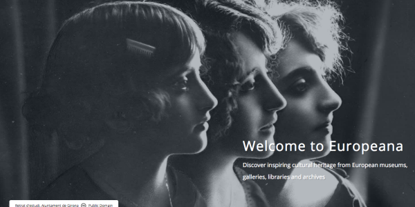 Screenshot from the Europeana website - a photograph of three women's faces