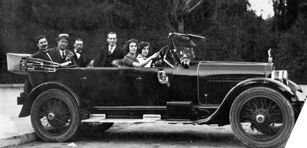 A group of people in a car
