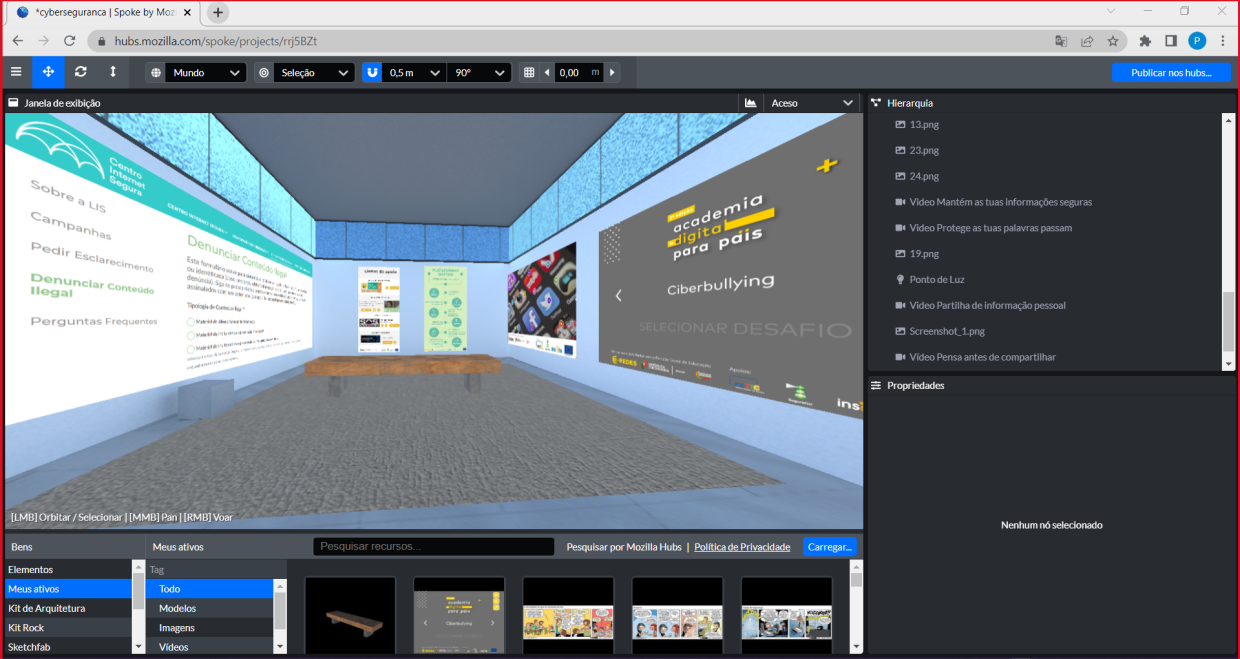 A screenshot of a space Tomar being built in Mozilla hubs