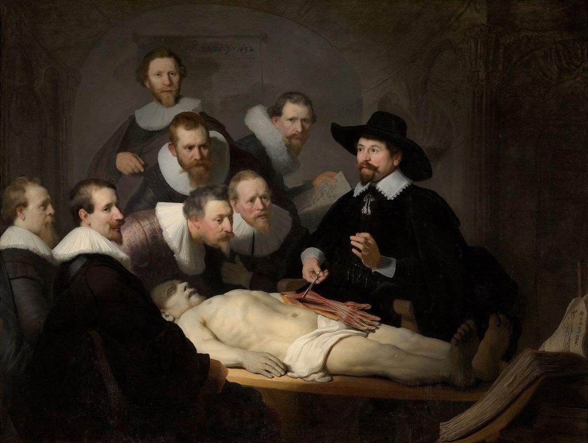A group of surgeons are instructed in the anatomy of a corpse