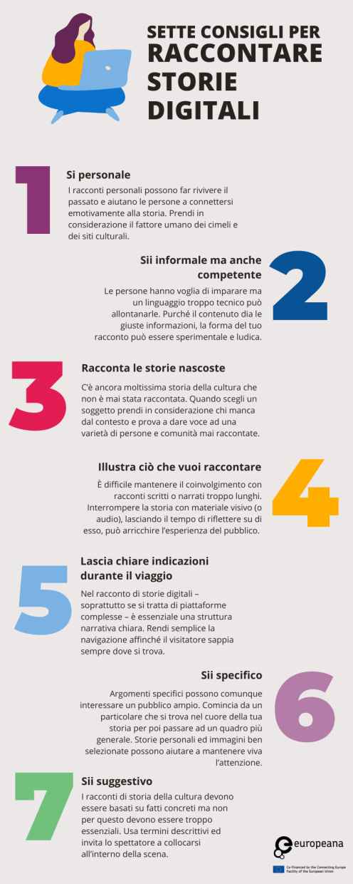 Seven tips for digital storytelling - Italian. See full text above.