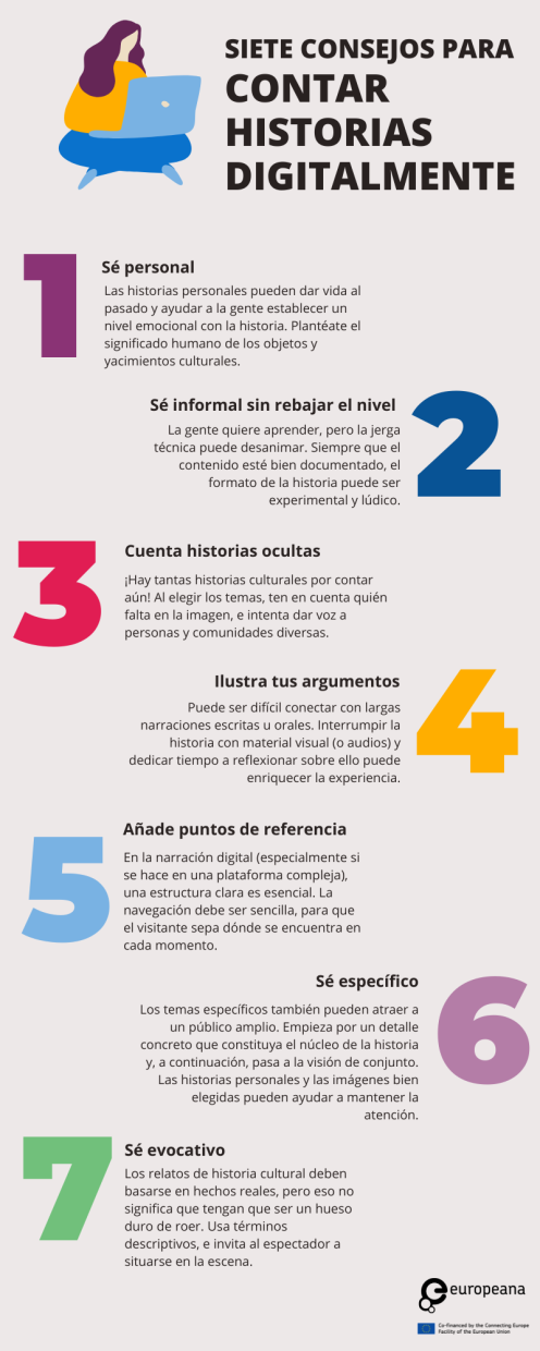 Seven tips for digital storytelling - Spanish. See full text above.