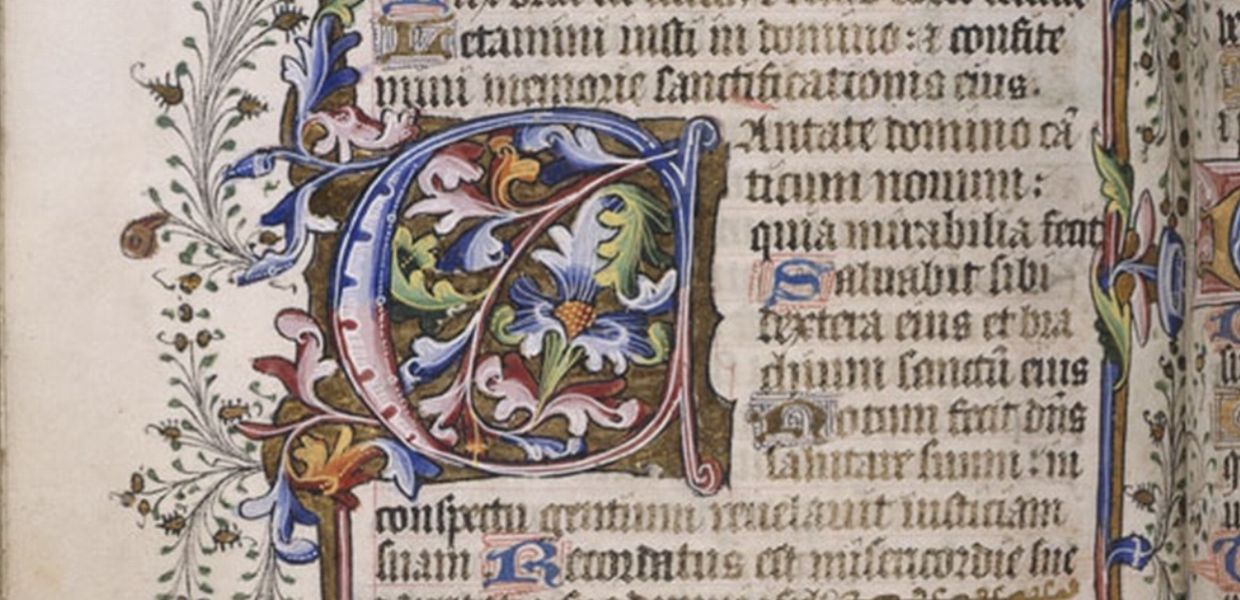 Illuminated initial from BL Royal 2 A XVIII, f. 177v