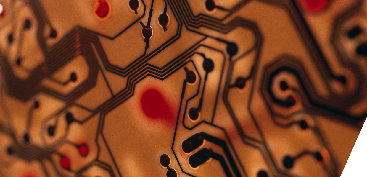 Close up of circuitry on a silicon chip