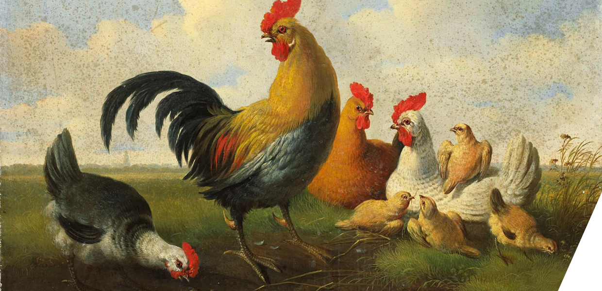 Painting of hens and chicks