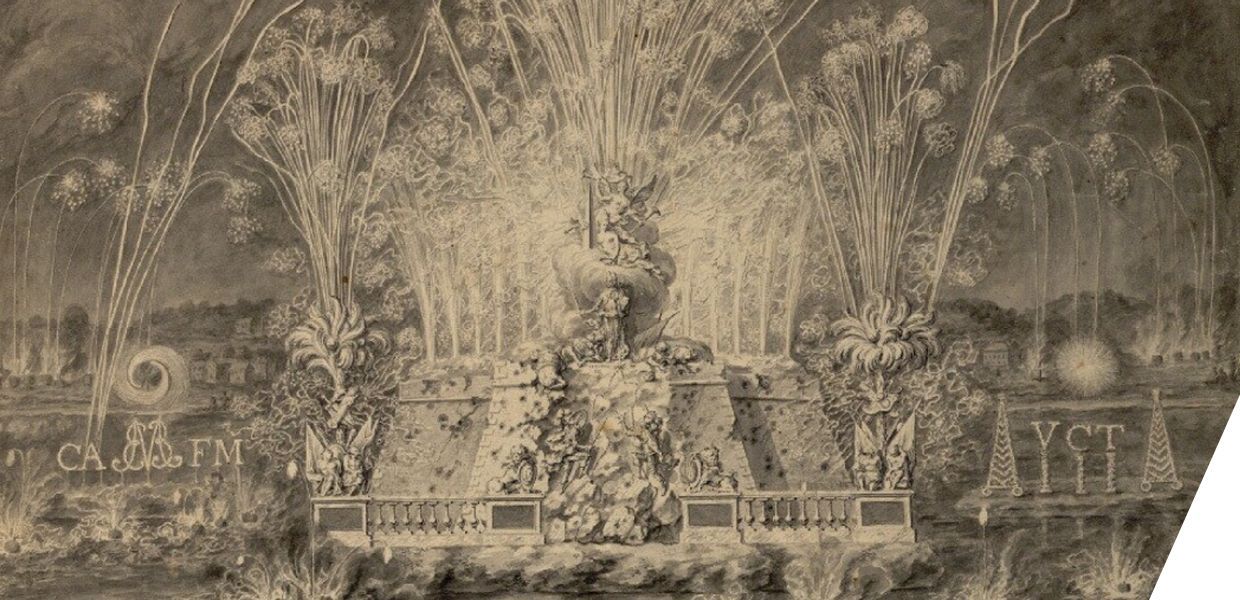 Etching of a large firework display