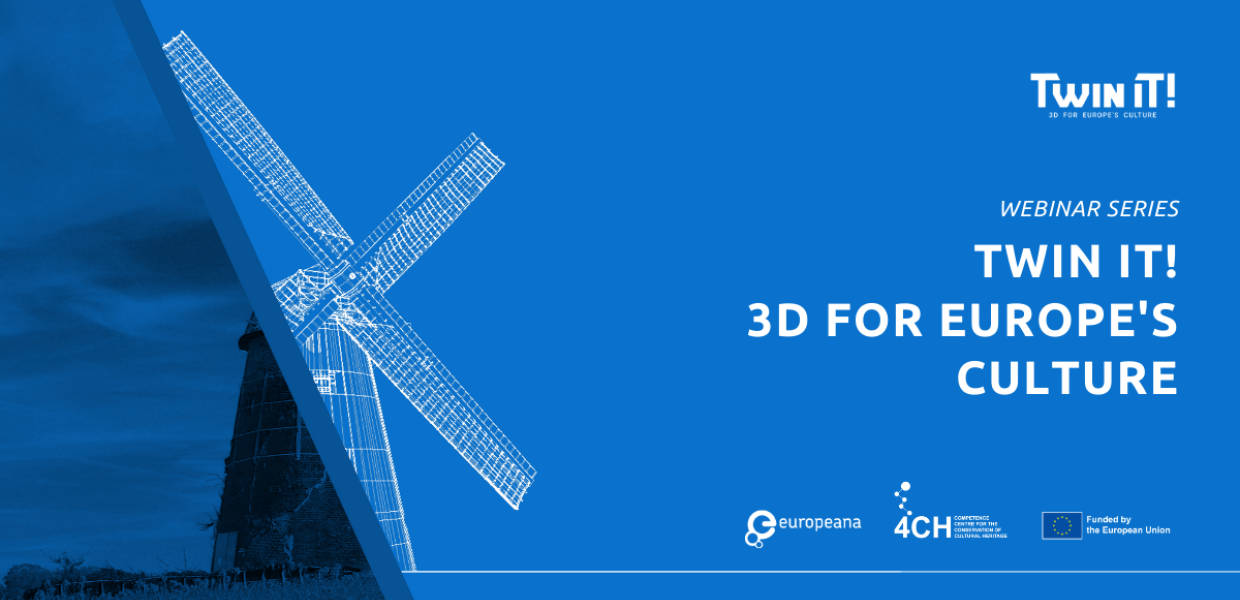 Twin it! 3D for Europe's culture webinar series image, showing a windmill. 