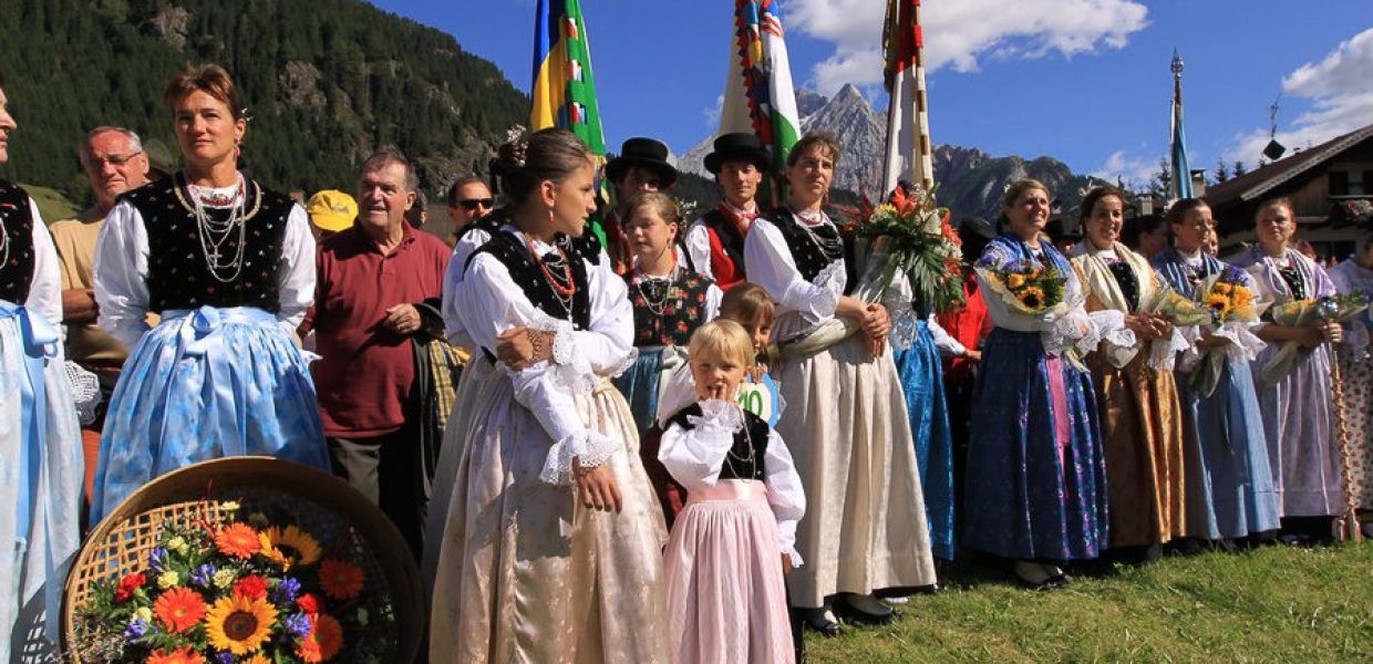 People in tradition Ladin costumes 