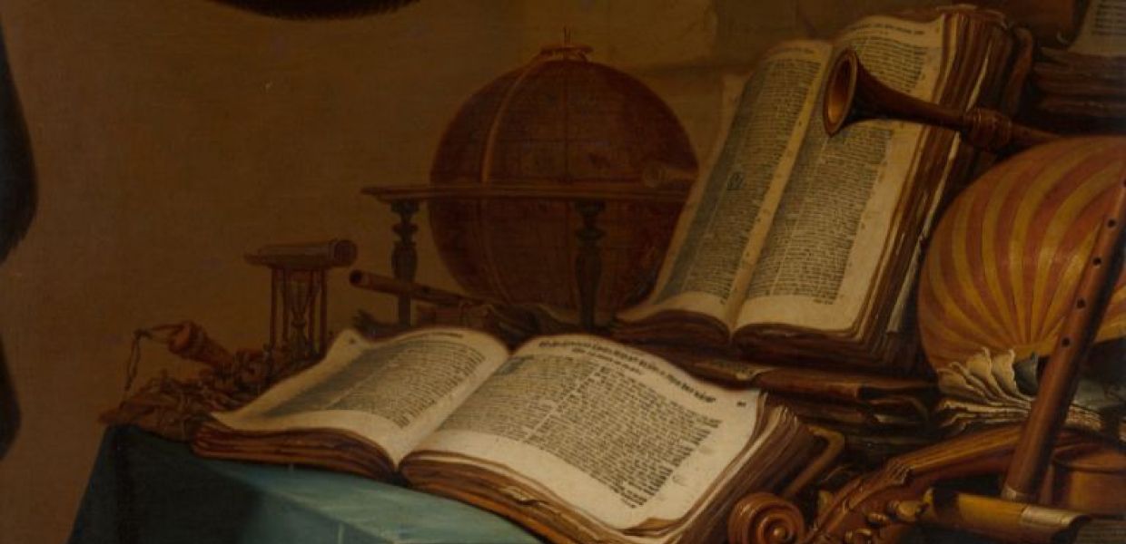 Still Life with Books, a Globe and Musical Instruments