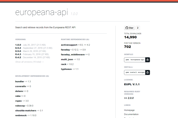 Europeana Ruby Client Library