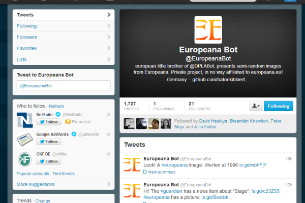 Twitter EuropeanaBot