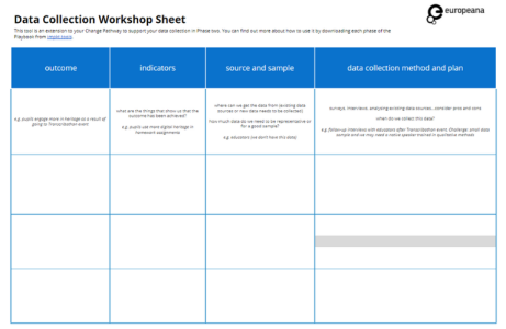 Data collection workshop sheet
